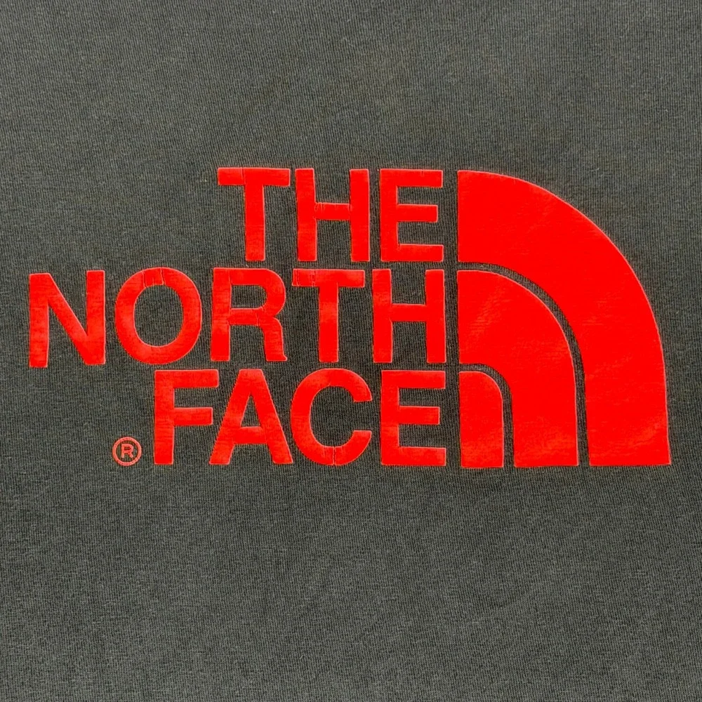The North Face T Shirt Mens M Black Red Big Logo Cotton Graphic Tee